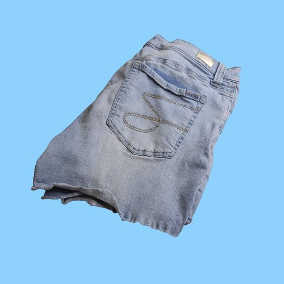 Seven7 Denim Womens Shorts Fray Hem 14 Distressed Light Wash Med Rise Stretch - Picture 1 of 5